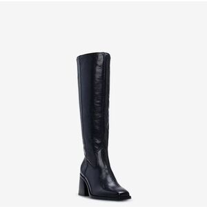 Vince Camuto Sangeti Black Leather Knee-High Boots (wide calf)